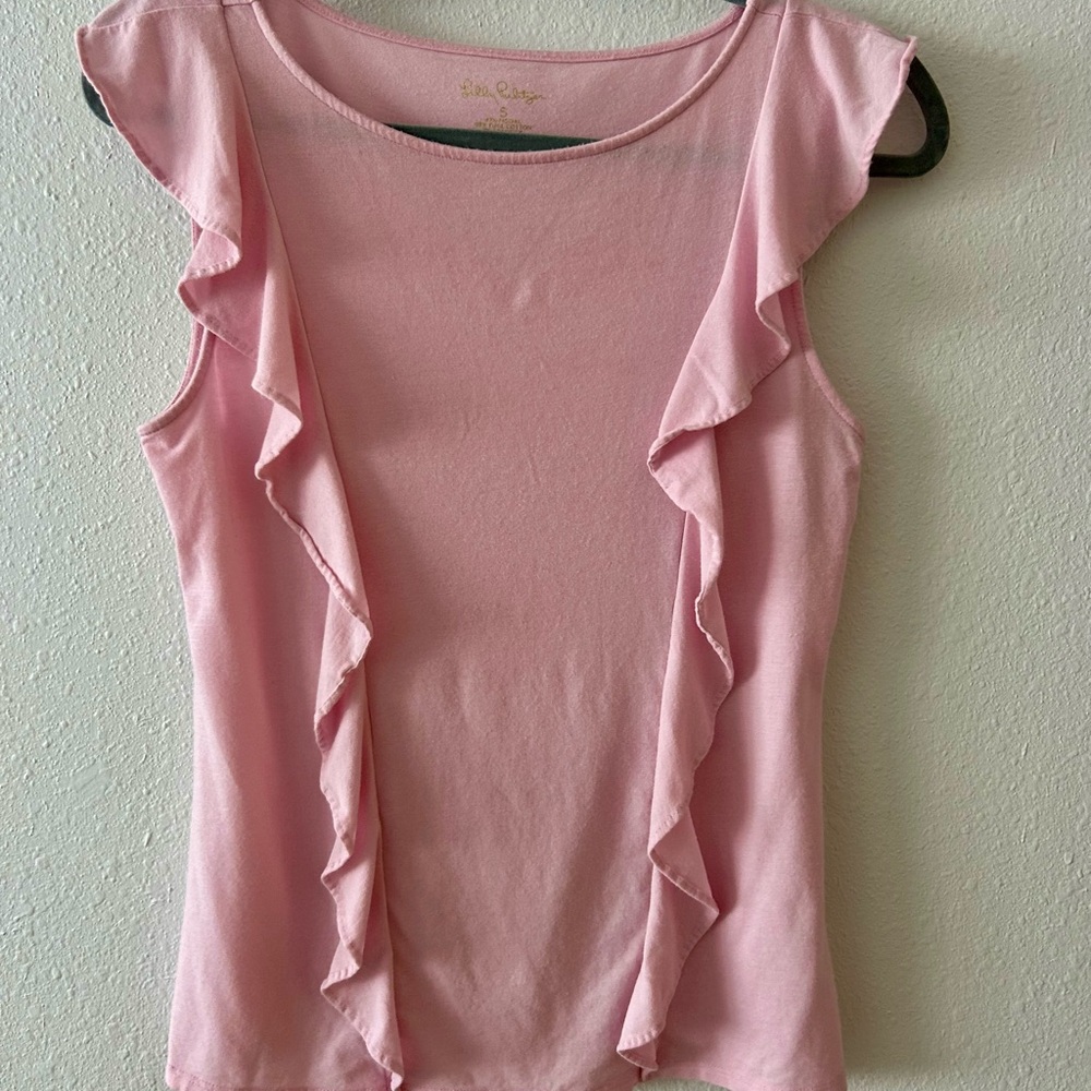 Lilly Pulitzer Pink Ruffled Sleeveless Tank